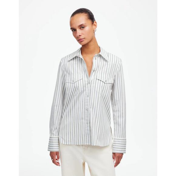 Madewell Poplin Western Snap Front Shirt NWT - Picture 2 of 7